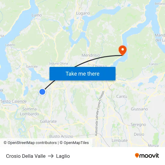 Crosio Della Valle to Laglio map