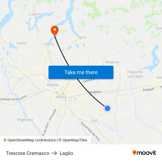 Trescore Cremasco to Laglio map