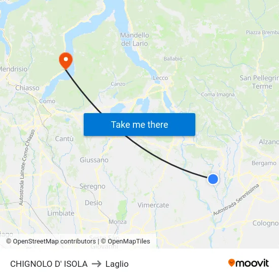 CHIGNOLO D' ISOLA to Laglio map