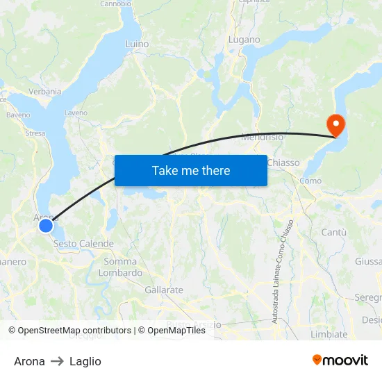 Arona to Laglio map