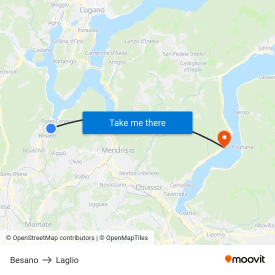 Besano to Laglio map