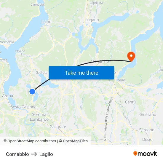 Comabbio to Laglio map