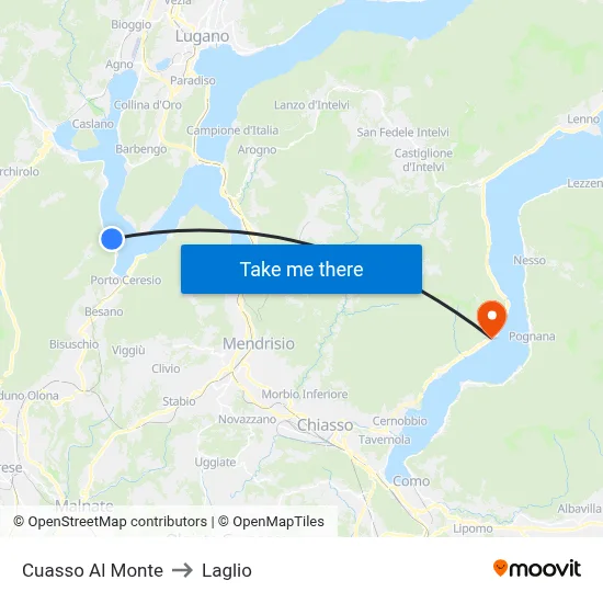 Cuasso Al Monte to Laglio map