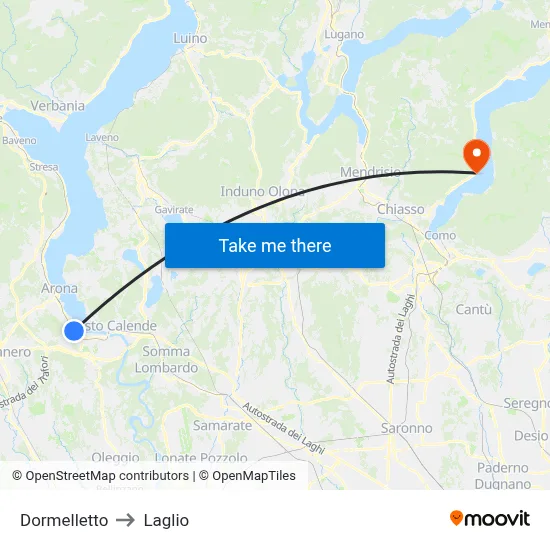 Dormelletto to Laglio map