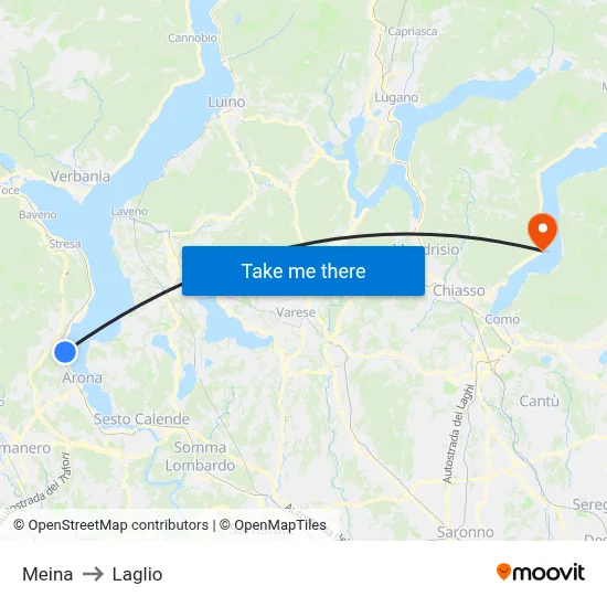 Meina to Laglio map
