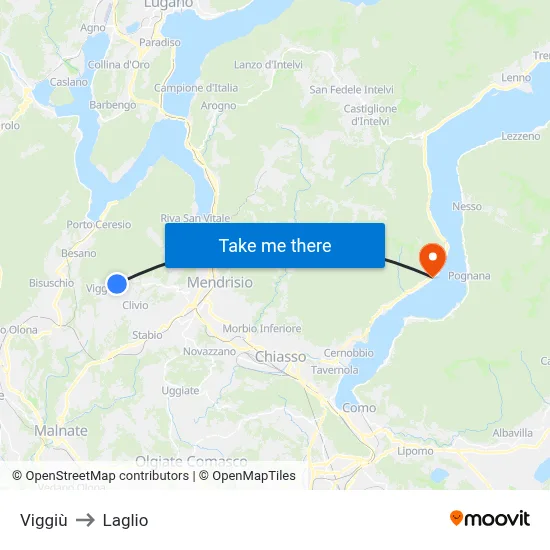 Viggiù to Laglio map