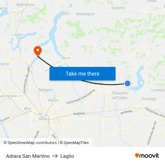 Adrara San Martino to Laglio map