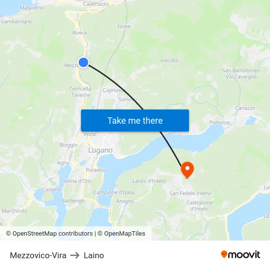 Mezzovico-Vira to Laino map