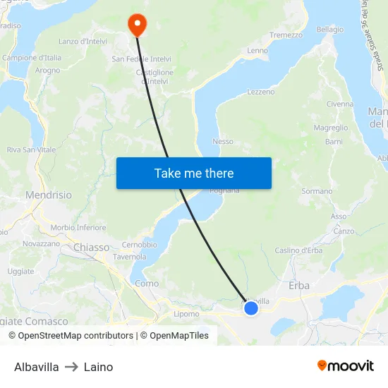 Albavilla to Laino map