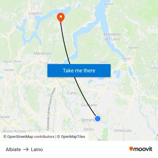 Albiate to Laino map