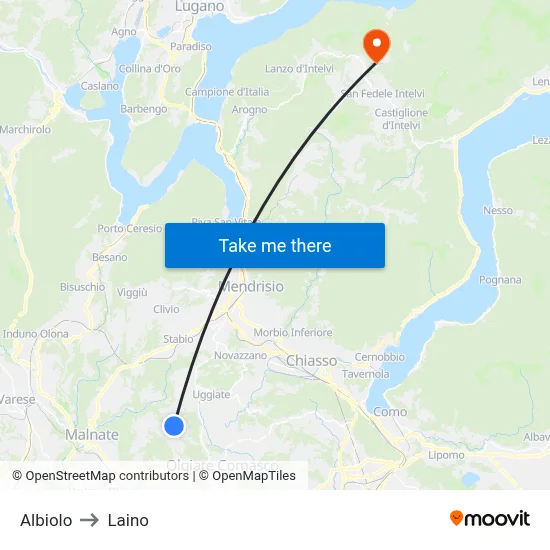 Albiolo to Laino map