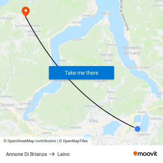 Annone Di Brianza to Laino map