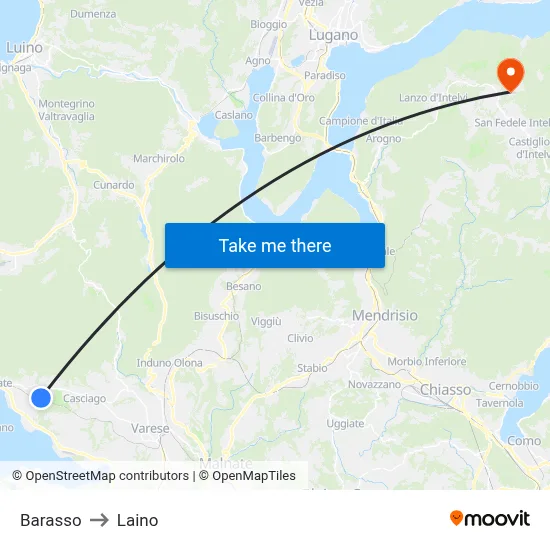 Barasso to Laino map