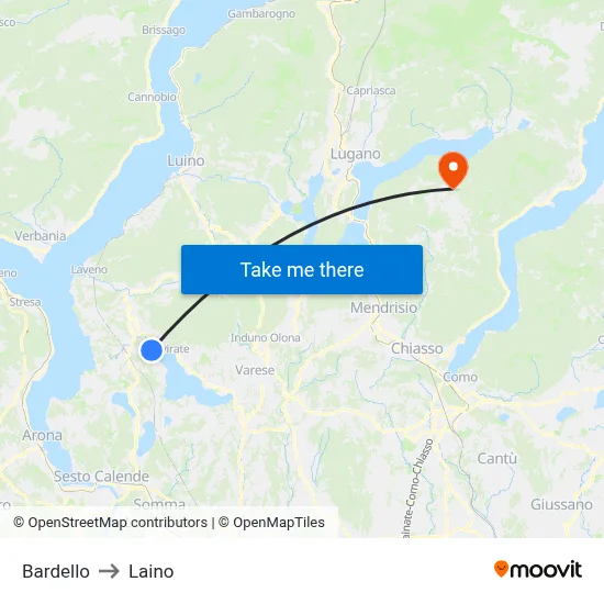 Bardello to Laino map