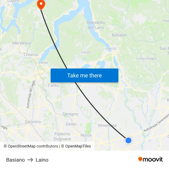 Basiano to Laino map