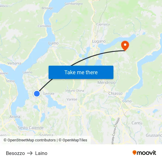 Besozzo to Laino map