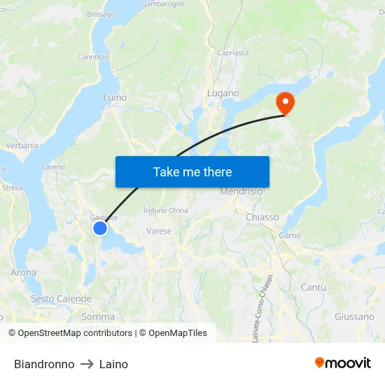 Biandronno to Laino map