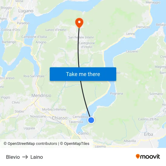 Blevio to Laino map