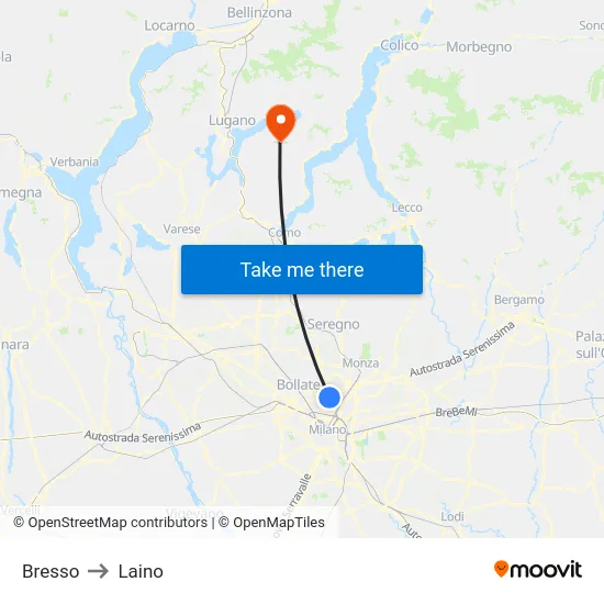 Bresso to Laino map
