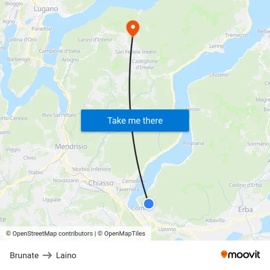 Brunate to Laino map