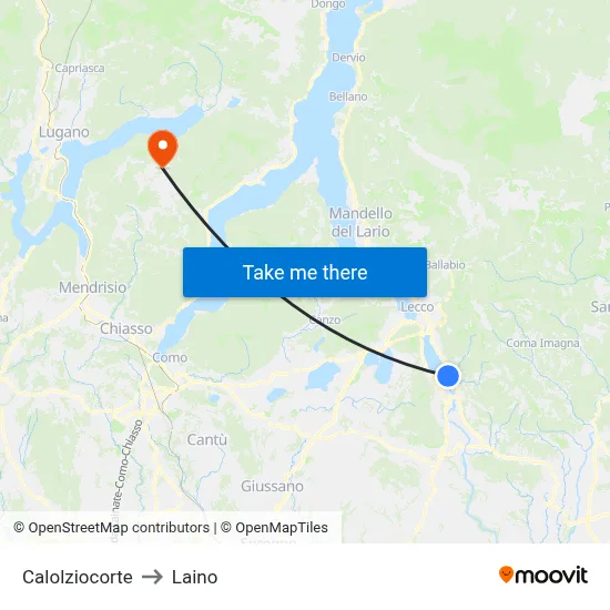 Calolziocorte to Laino map