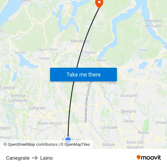 Canegrate to Laino map