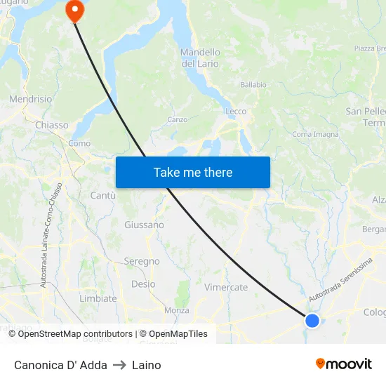 Canonica D' Adda to Laino map
