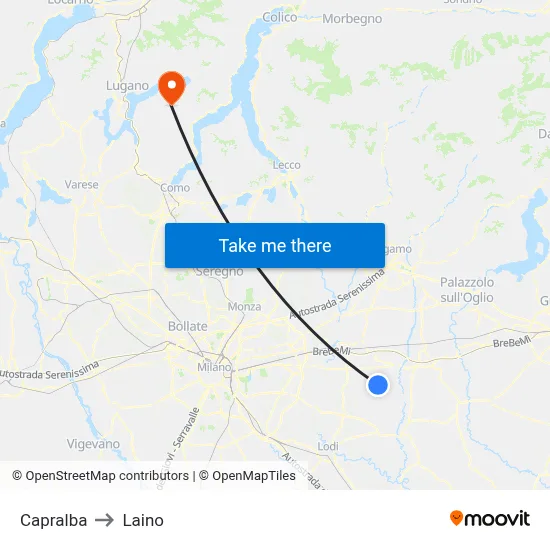 Capralba to Laino map