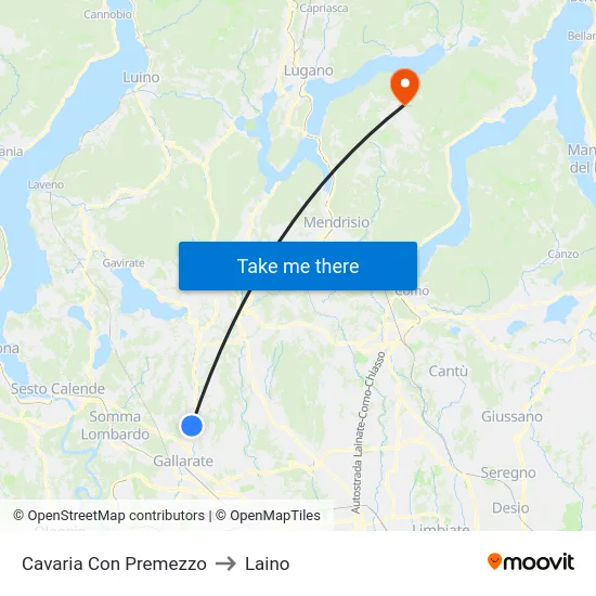 Cavaria Con Premezzo to Laino map