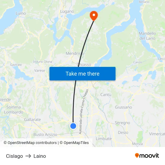 Cislago to Laino map