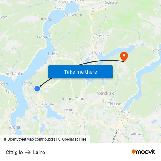 Cittiglio to Laino map