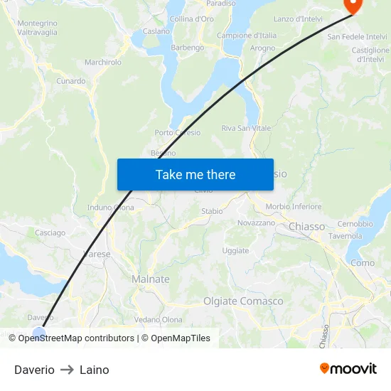 Daverio to Laino map