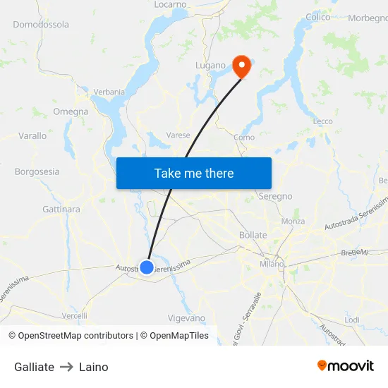 Galliate to Laino map