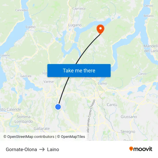 Gornate-Olona to Laino map