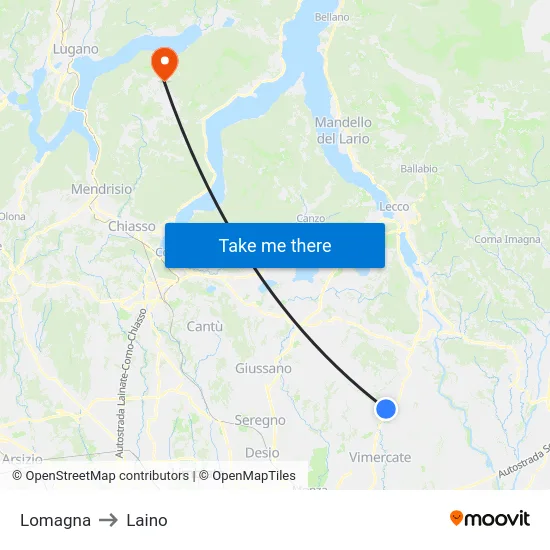 Lomagna to Laino map