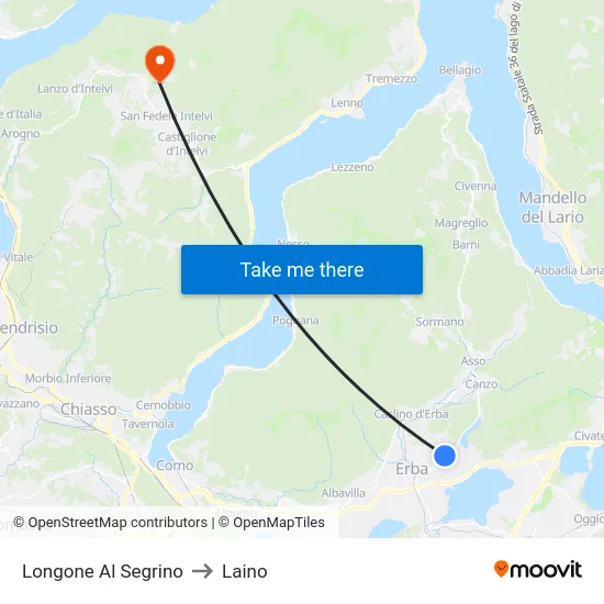 Longone Al Segrino to Laino map