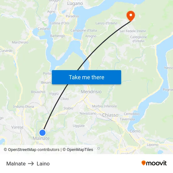 Malnate to Laino map