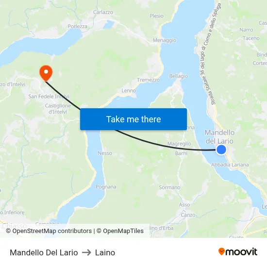 Mandello Del Lario to Laino map