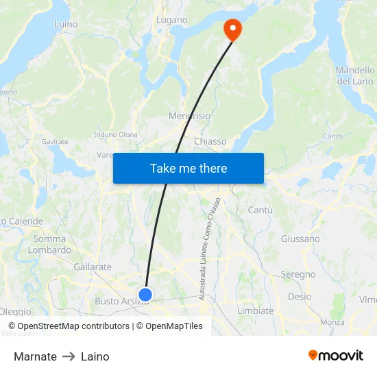 Marnate to Laino map