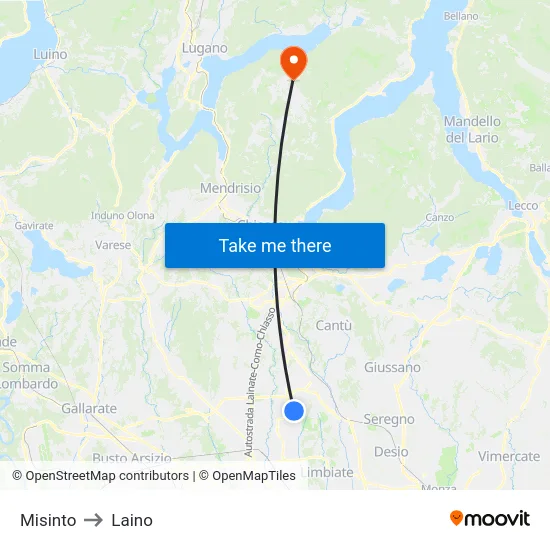 Misinto to Laino map