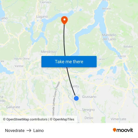 Novedrate to Laino map