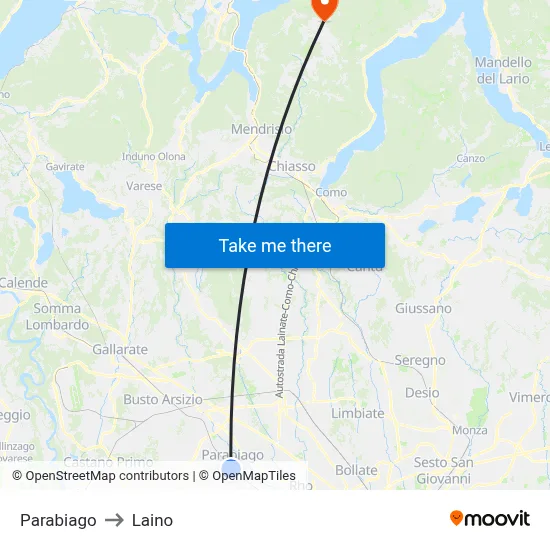 Parabiago to Laino map