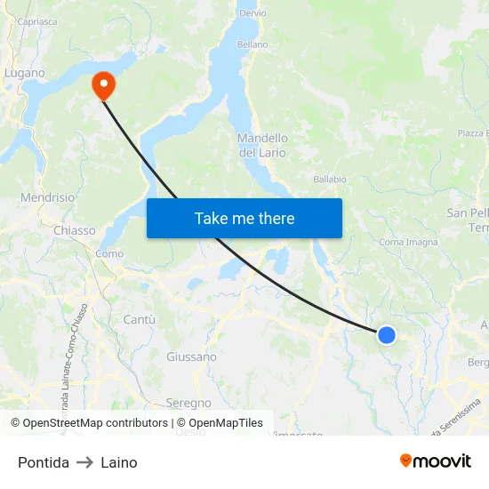 Pontida to Laino map