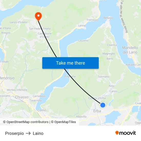 Proserpio to Laino map