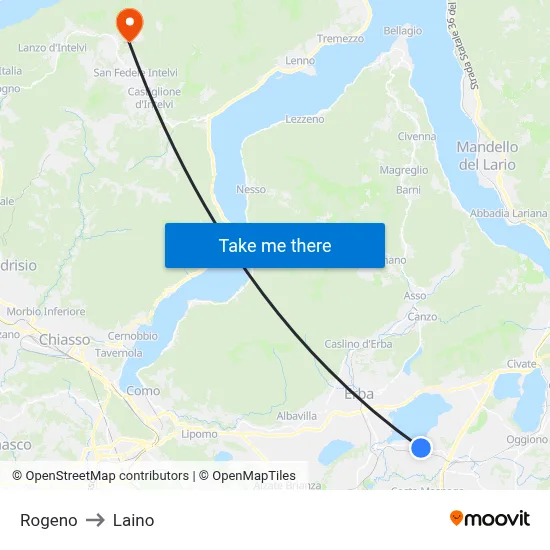 Rogeno to Laino map