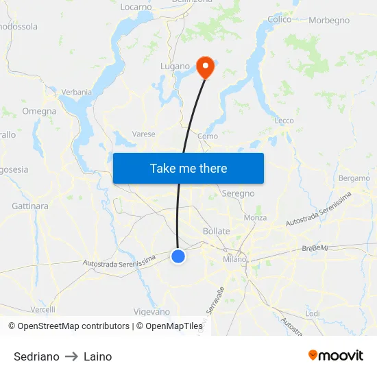 Sedriano to Laino map