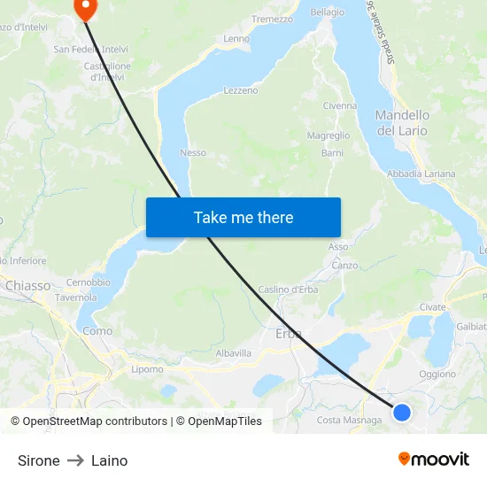 Sirone to Laino map