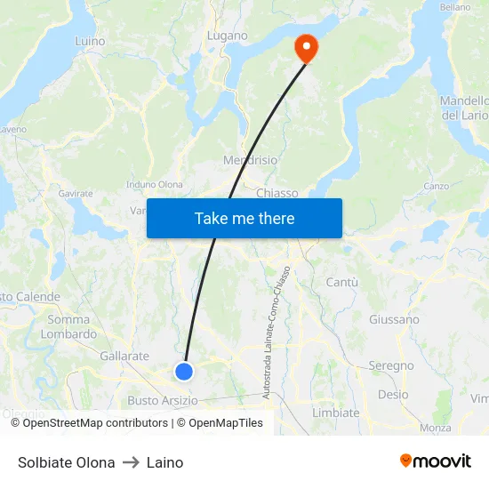 Solbiate Olona to Laino map