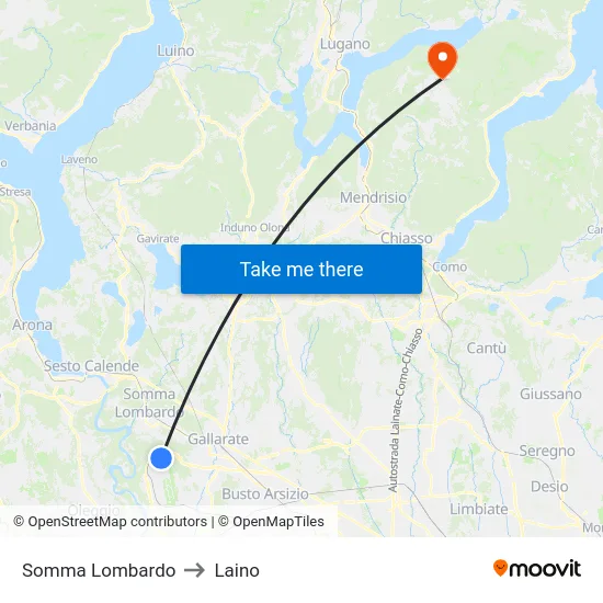 Somma Lombardo to Laino map
