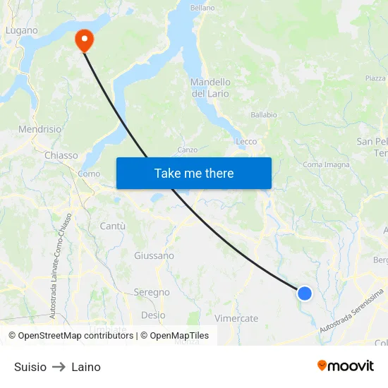 Suisio to Laino map